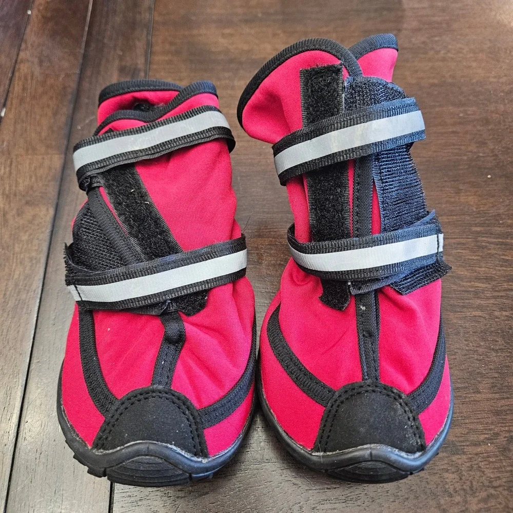 Pssopp Dog Boots‎ Red Reflective Anti Slip Hiking Shoes Set of 4 Size XL